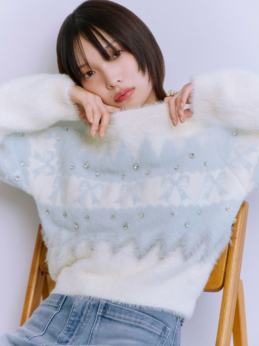 L.B CANDY STOCK]リボンビジューニット(ニット)｜トップス｜LILY BROWN