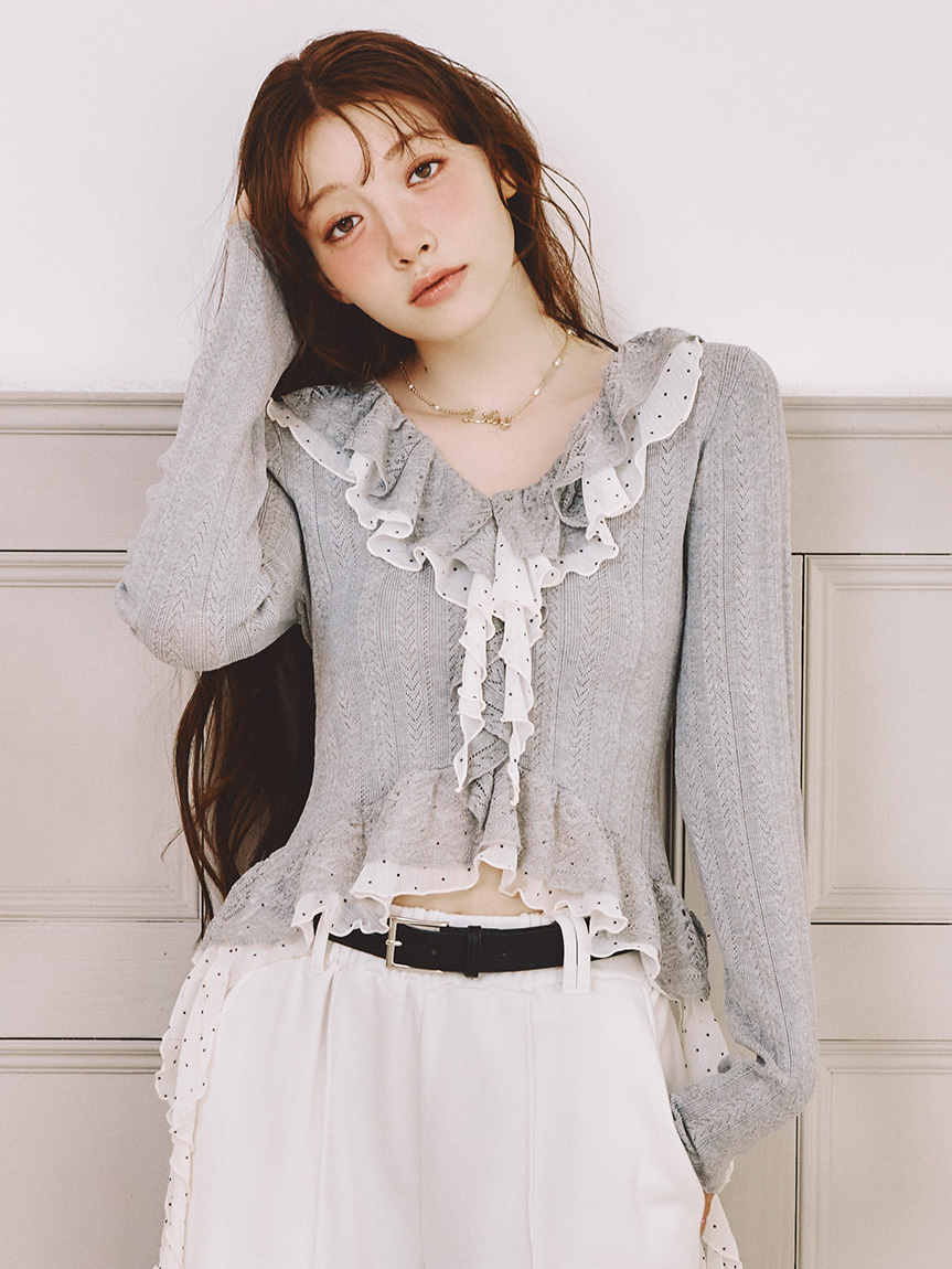 Lilybrown バルーンペプラムニットキャミソール ホワイト新品タグ付き