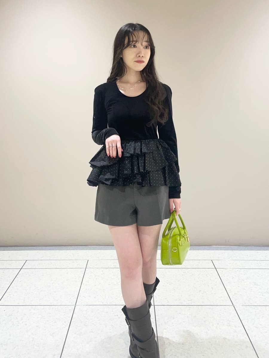 ベロアペプラムフリルトップス(Tシャツ・カットソー)｜トップス｜LILY