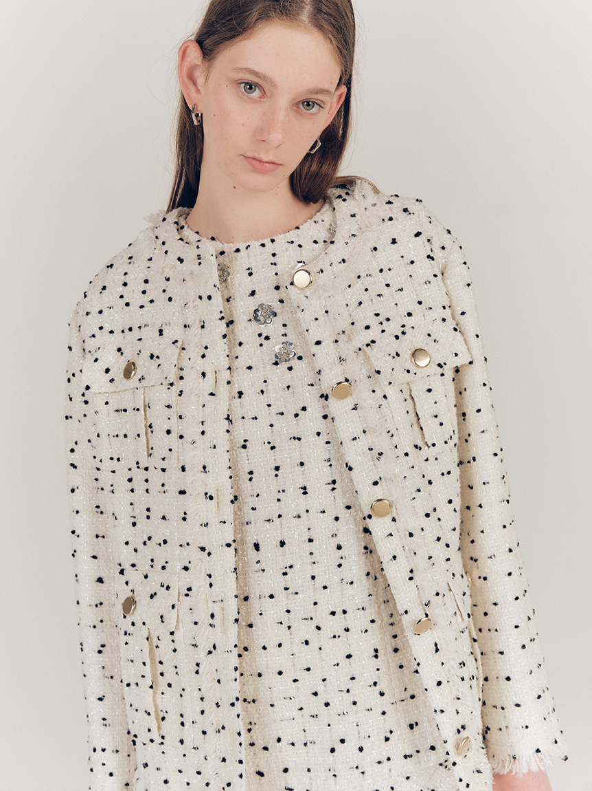 L.B CANDY STOCK]ツイードビジューAラインミニワンピース(ミニ