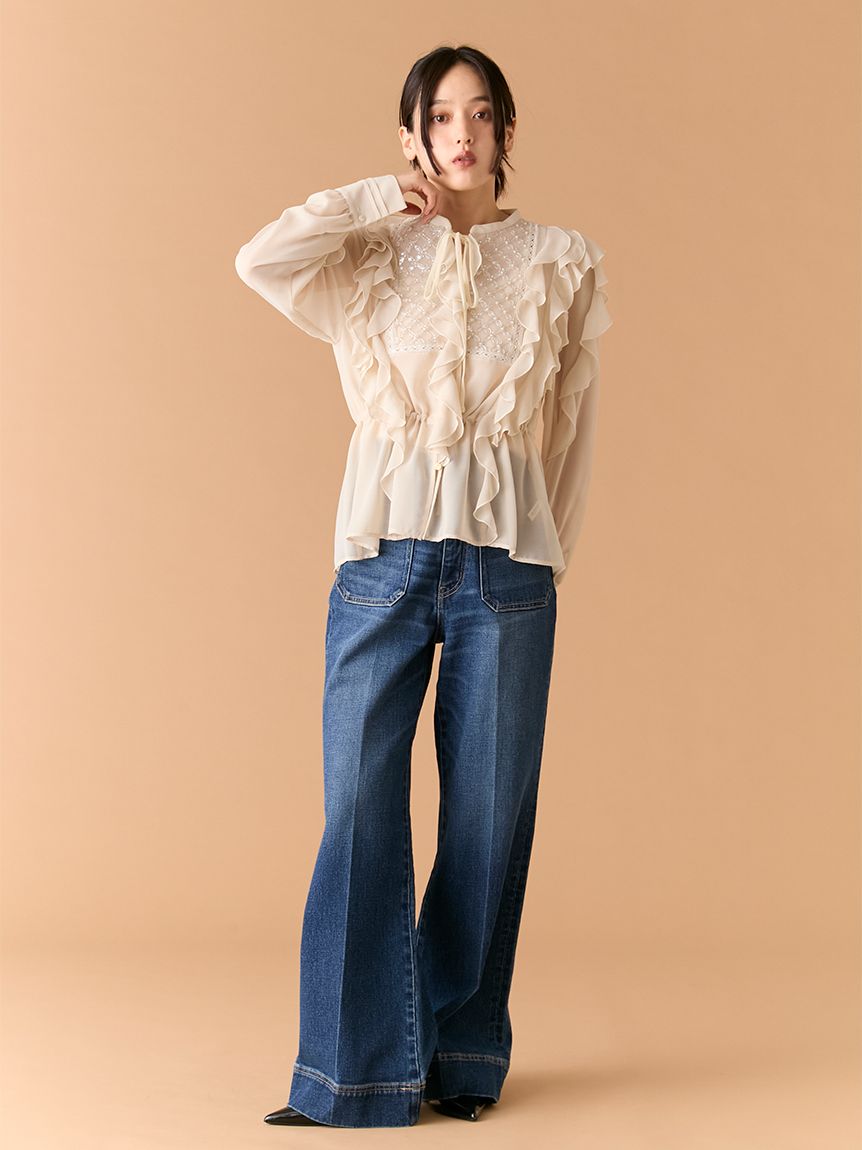 L.B CANDY STOCK]ビジューフリルブラウス(シャツ・ブラウス)｜トップス