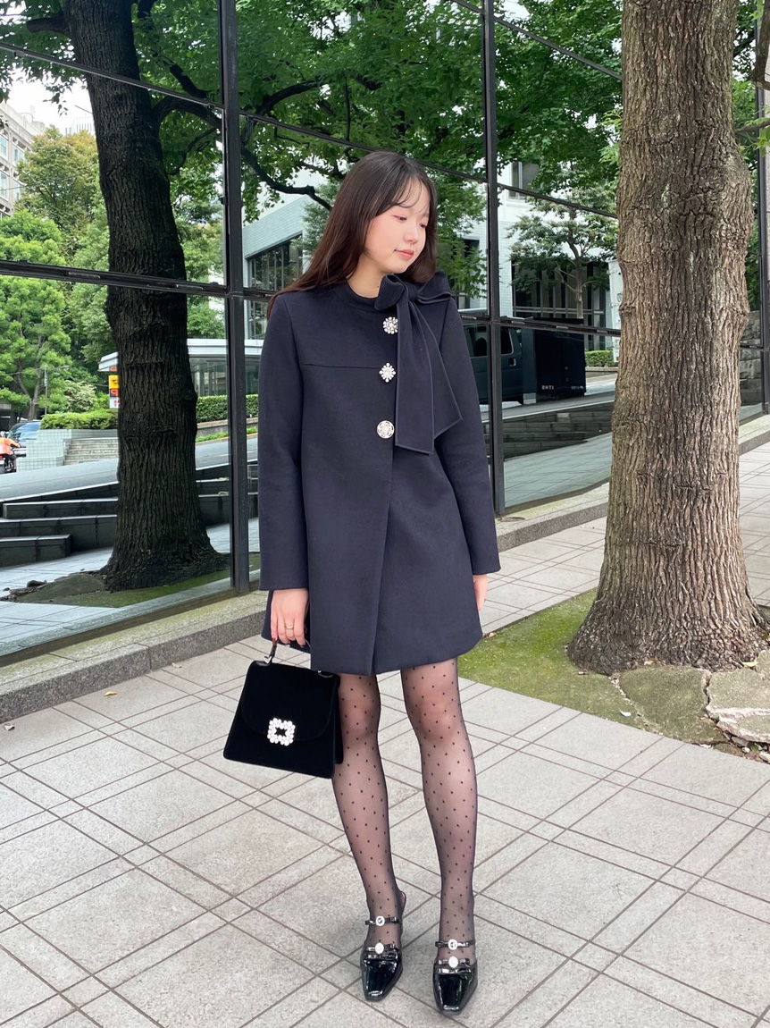 WEB限定カラー】[L.B CANDY STOCK]Aラインビジューリボンコート(コート