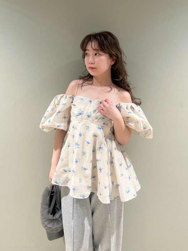 WEB限定カラー】3wayシアージャガードペプラムブラウス(ビスチェ