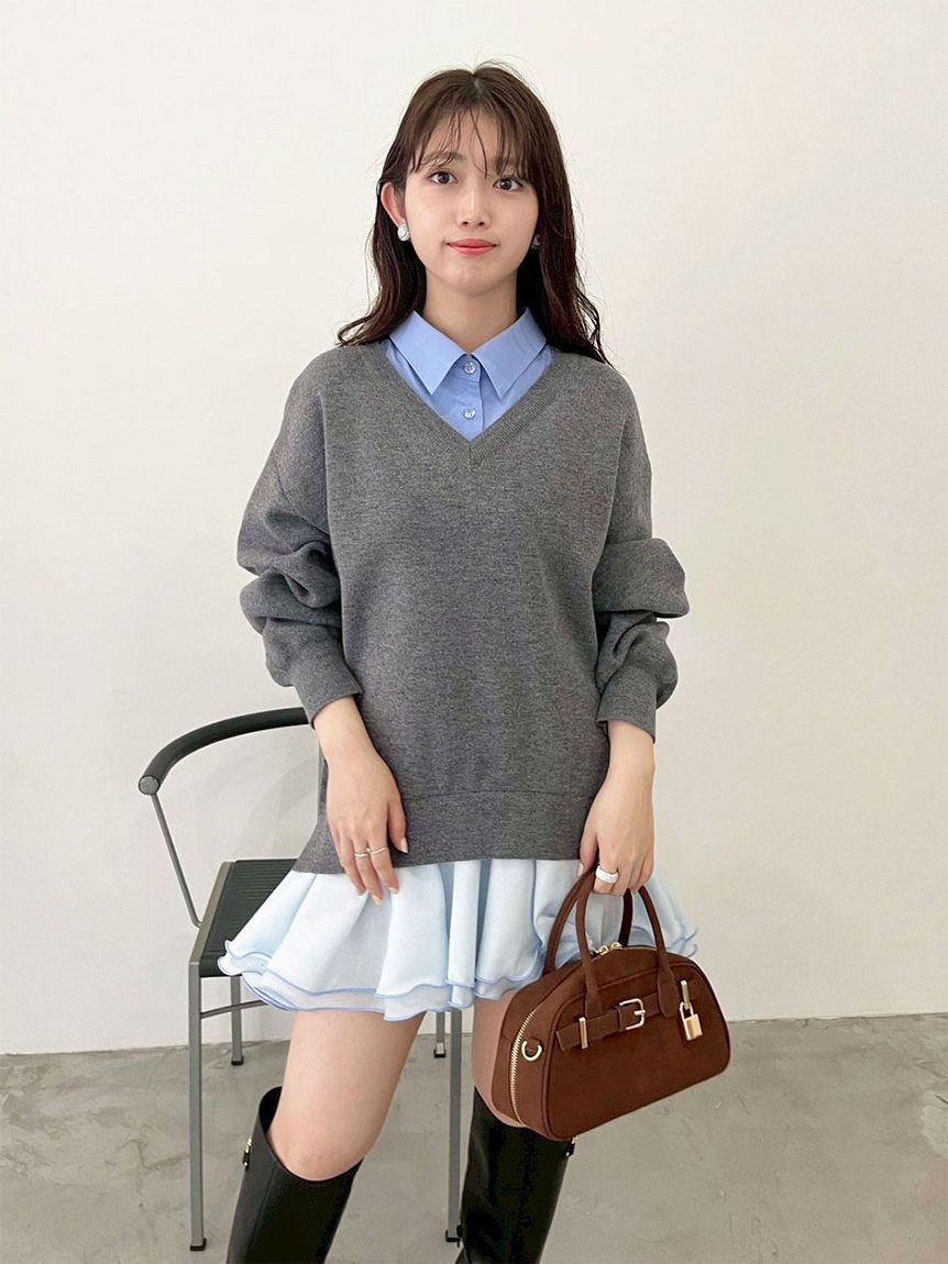 シャツドッキングフリルミニワンピース(マキシ・ロングワンピース