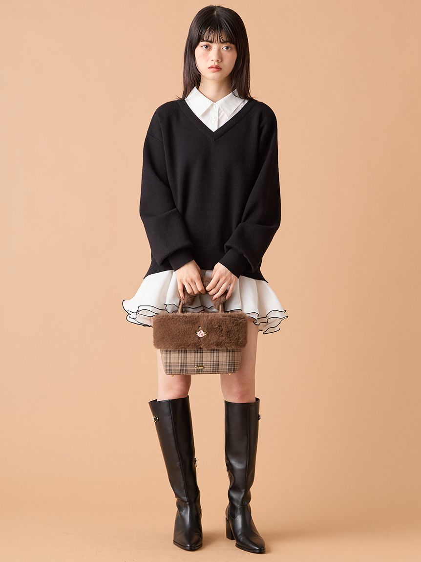 シャツドッキングフリルミニワンピース(マキシ・ロングワンピース