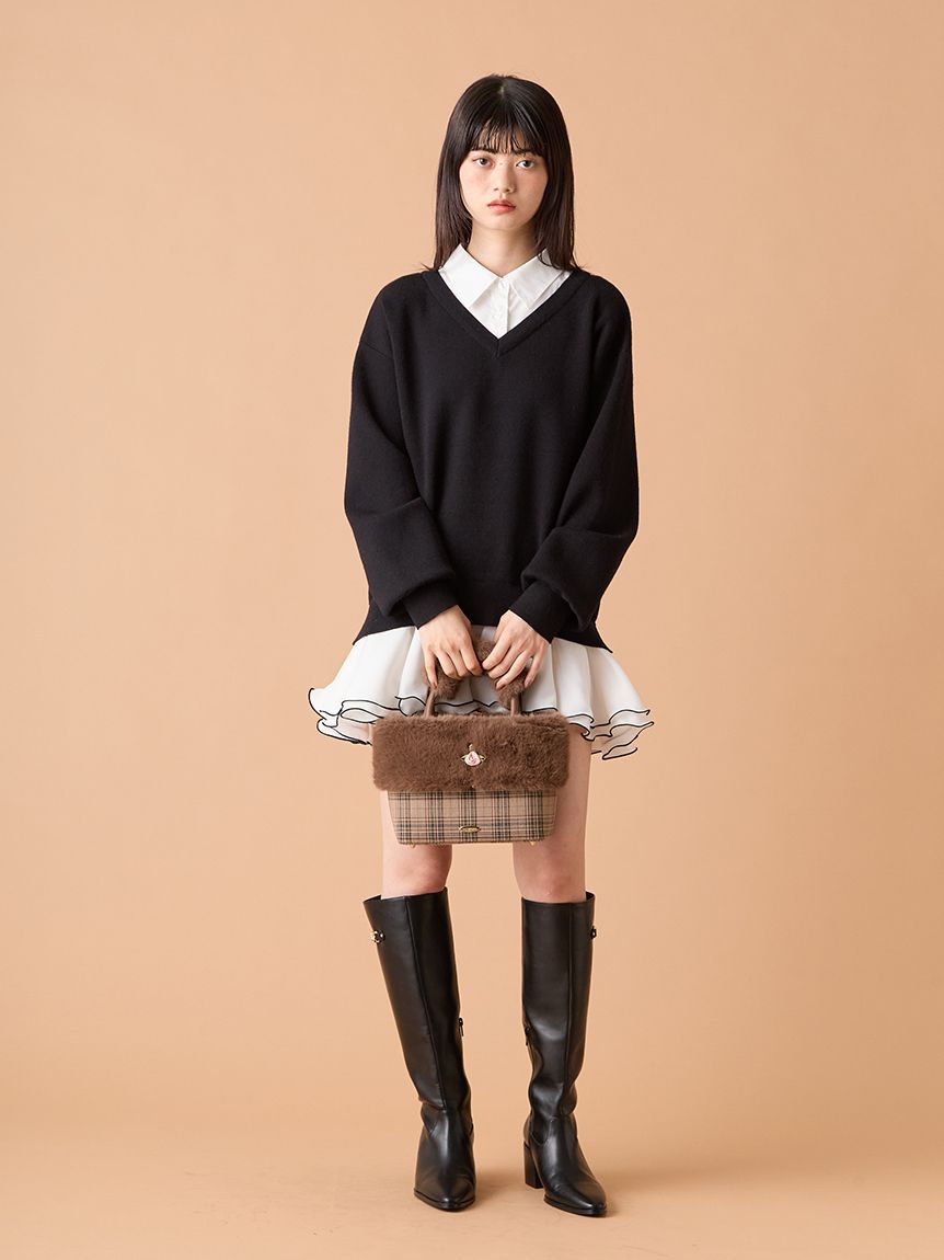 シャツドッキングフリルミニワンピース(マキシ・ロングワンピース