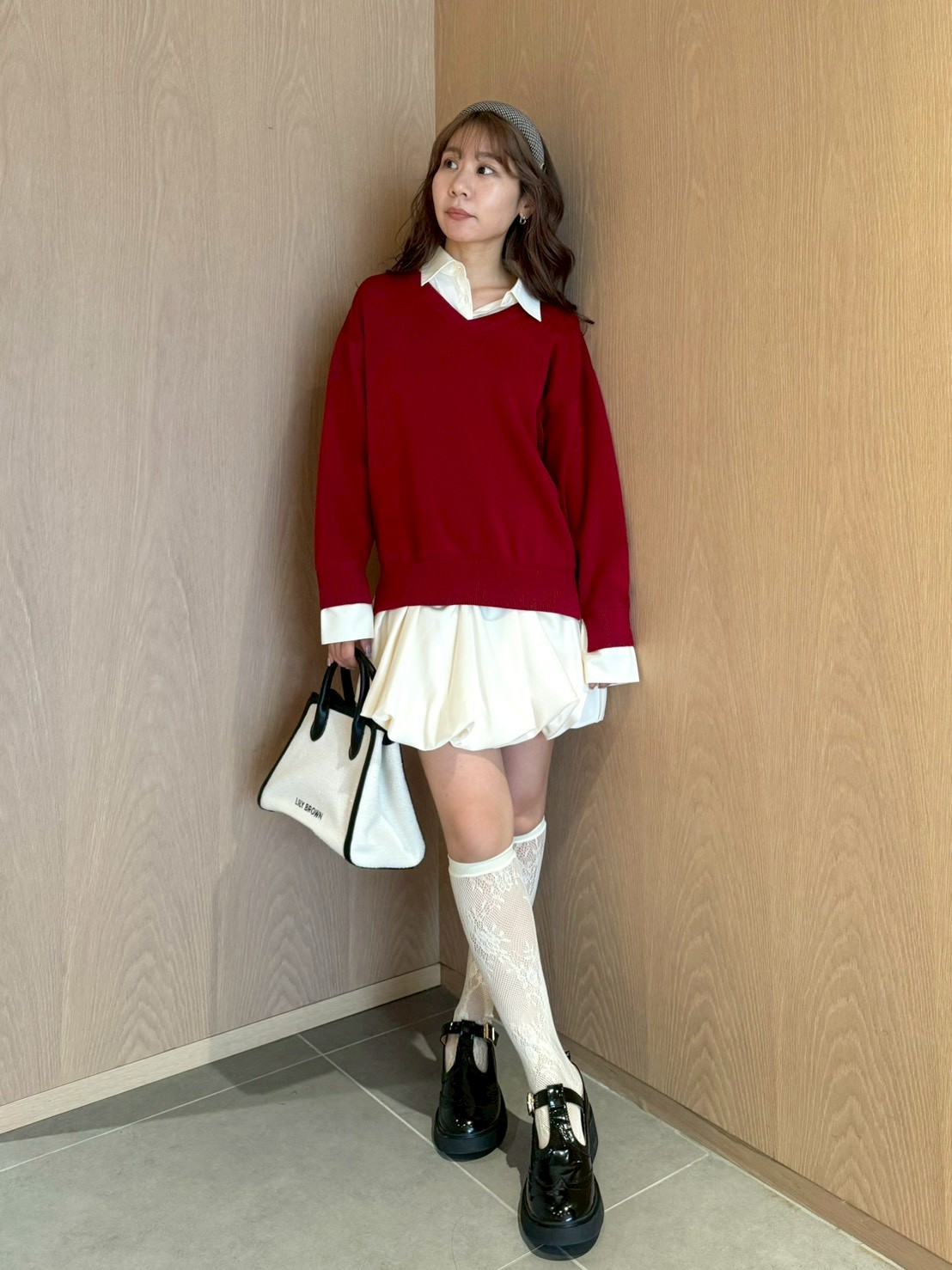 ニットドッキングバルーンワンピース(ニットワンピース)｜ワンピース