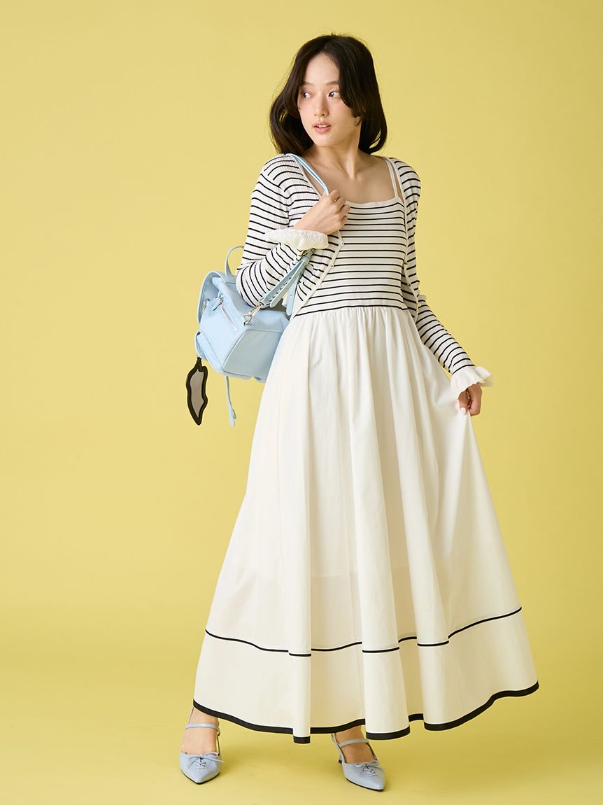 WEB限定00サイズ】ウォッシャブルニットビスチェドッキングワンピース