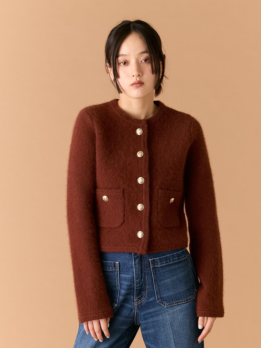 WEB限定カラー】金釦フォックスニットジャケット(ニット)｜トップス