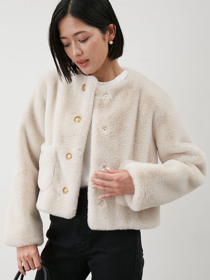 金釦クロップドファージャケット(ジャケット)｜アウター｜Mila Owen