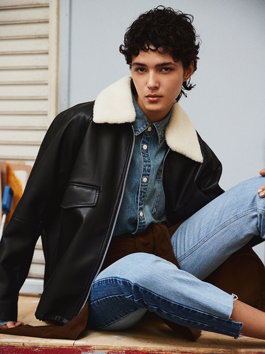 ステンカラーフェイクレザーブルゾン(ブルゾン)｜アウター｜Mila Owen