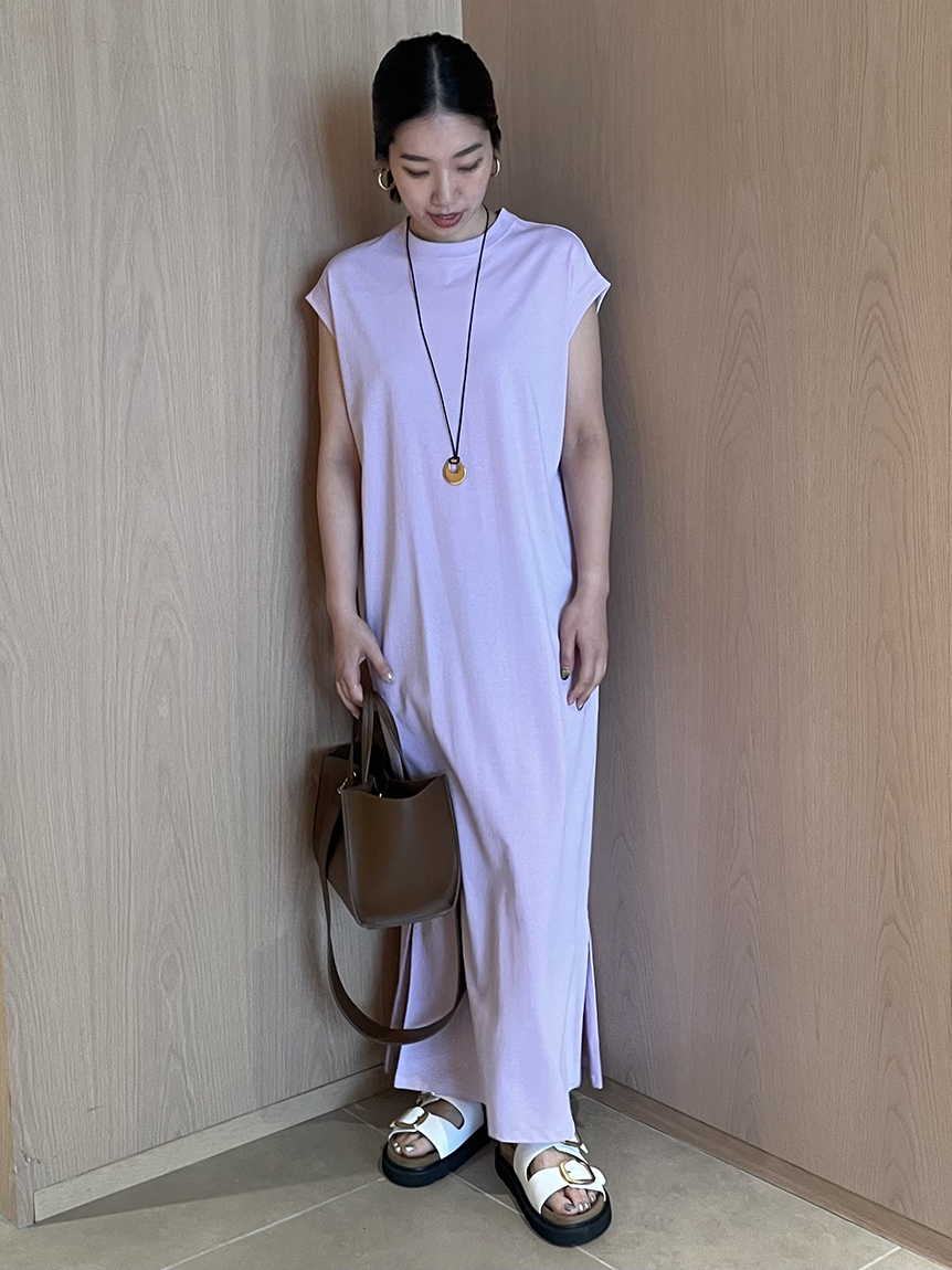 フレンチスリーブサイドスリットカットワンピース(マキシ・ロング