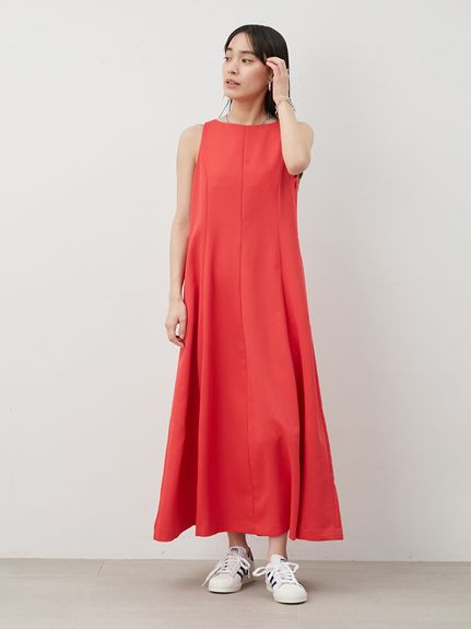 ドライタッチサテンソリッドワンピース(マキシ・ロングワンピース