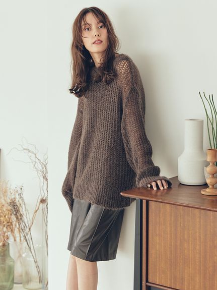 フェイクレザーセンタープレスハーフイージーパンツ(ショートパンツ