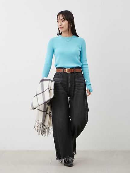 裾フリンジクロップドフレアデニムパンツ(デニムパンツ)｜パンツ｜Mila