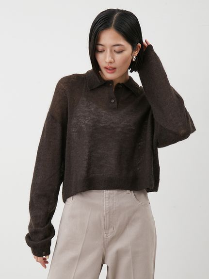 モヘア混シアーポロニットプルオーバー(ニット)｜トップス｜Mila Owen