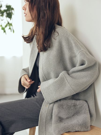 WEB限定カラー】2wayファーポケットリバーコート(ハーフコート