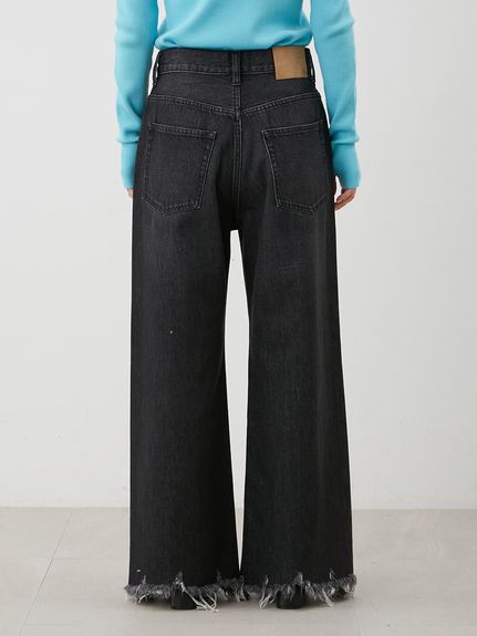 裾フリンジクロップドフレアデニムパンツ(デニムパンツ)｜パンツ｜Mila