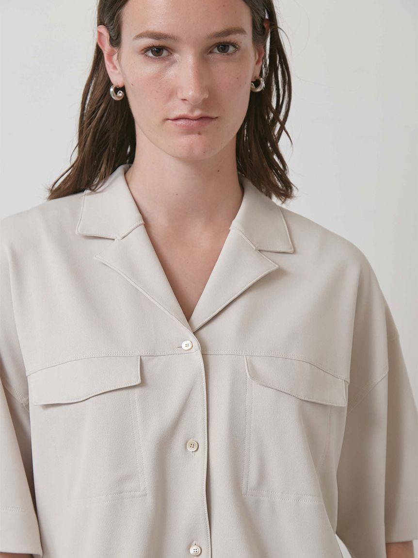 セットアップ対応】ジョーゼットオープンカラーシャツ(シャツ/ブラウス