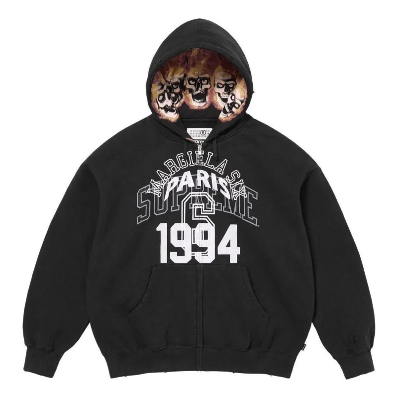 Supreme x MM6 Maison Margiela Zip Up Hooded Sweatshirt 'Black