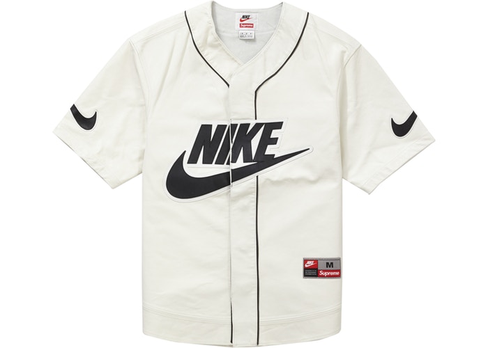 Supreme Nike Leather Baseball Jersey White Fall/Winter 2019