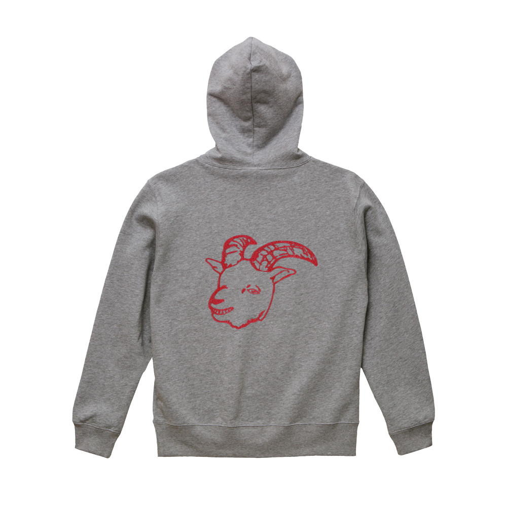 受注生産限定】刺繍ジップパーカー / 赤刺繍 / グレー | Bonanza Base