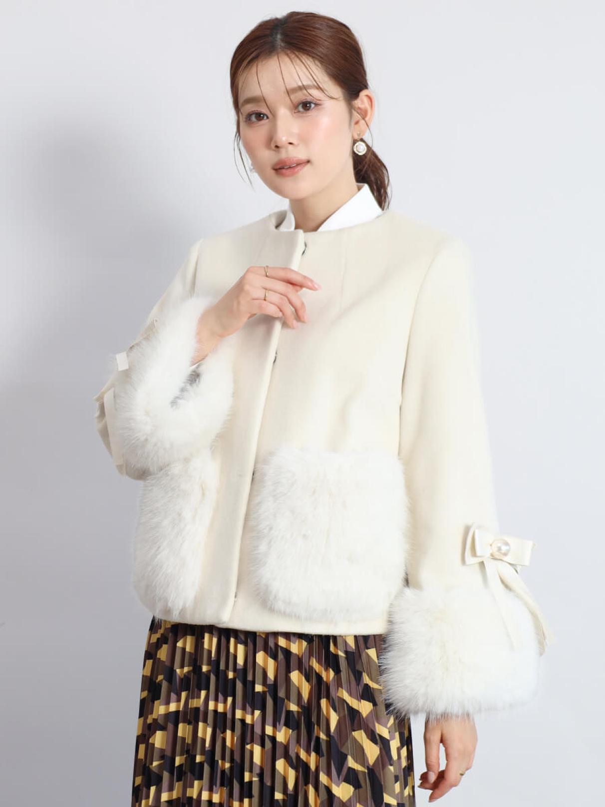 リボン袖ファーアクセントショートコート - FENNEL - FENNEL｜YAMADAYA