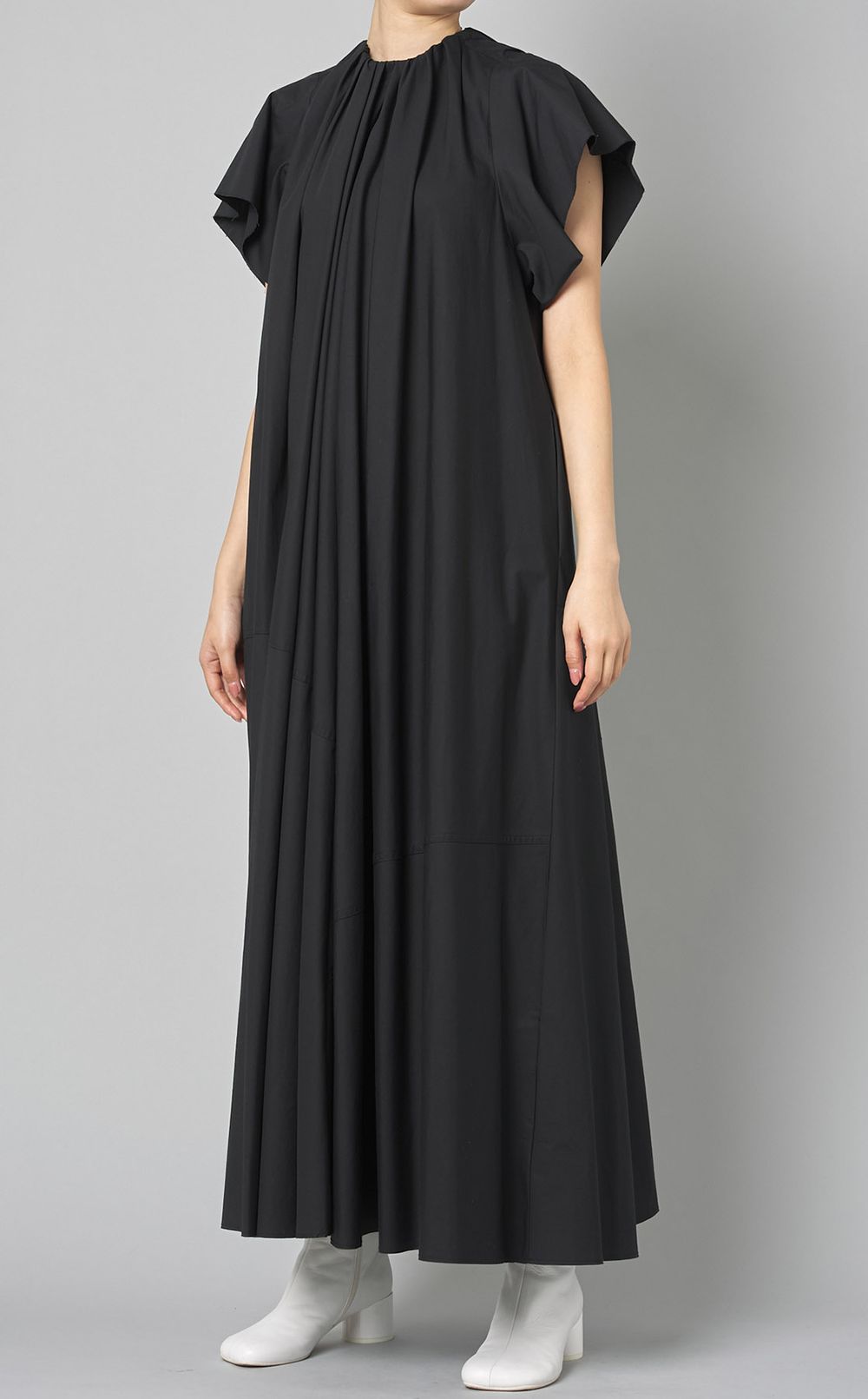 MM6 Maison Margiela｜コットンフロントギャザーロングワンピース