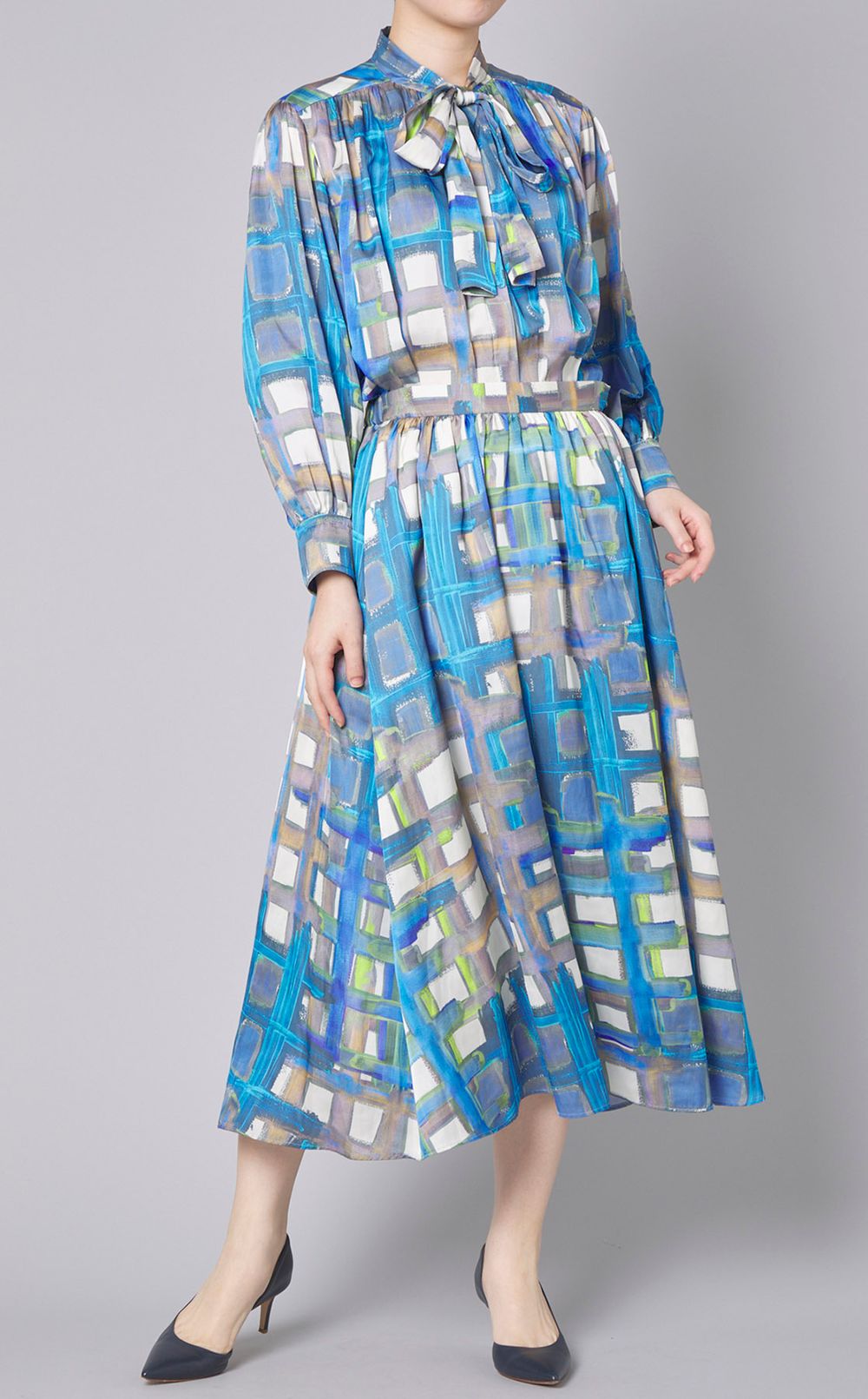 Ballsey｜チェックプリントボウタイブラウス