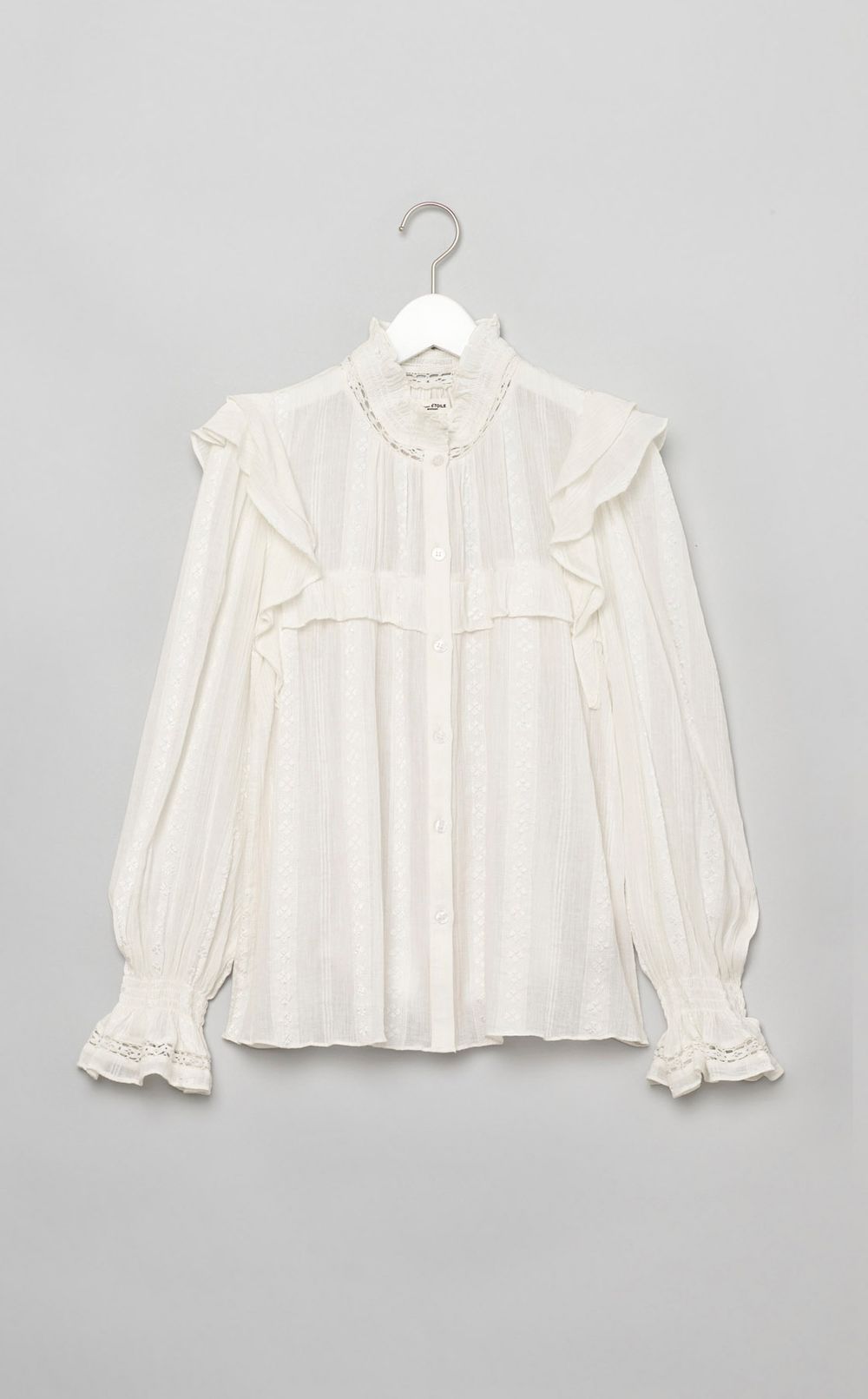 ISABEL MARANT ÉTOILE｜スタンドカラー長袖フリルブラウス