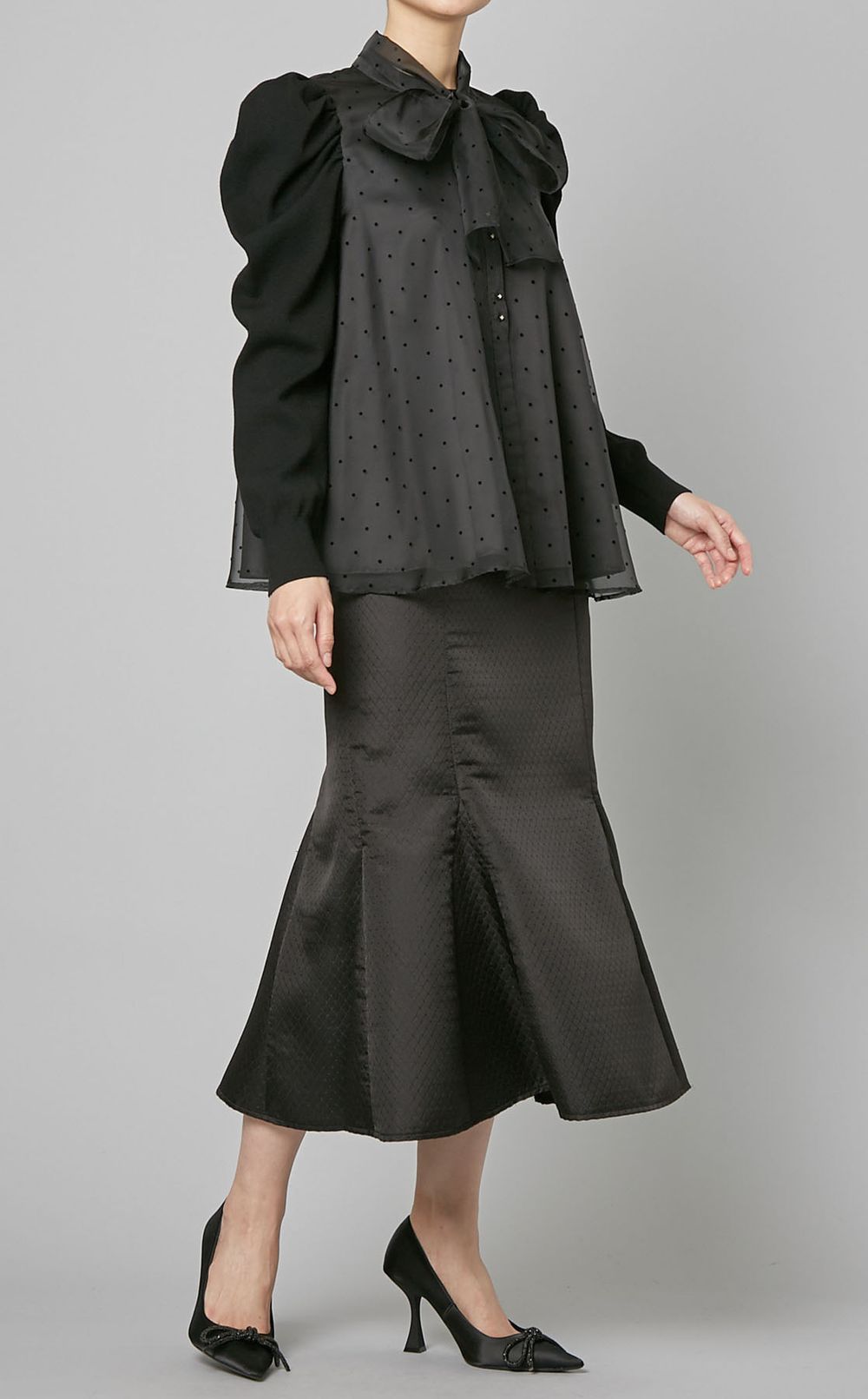 CELFORD｜ニットコンビオーガンジーブラウス