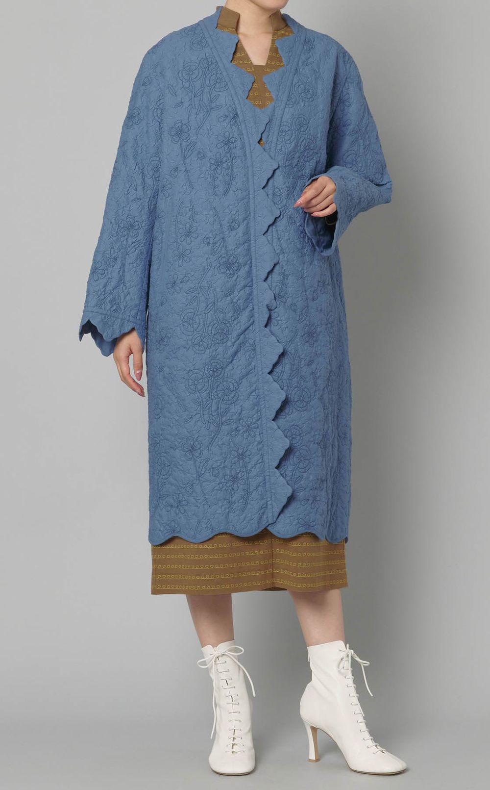 MUVEIL｜ウールミックスハートステッチワンピース