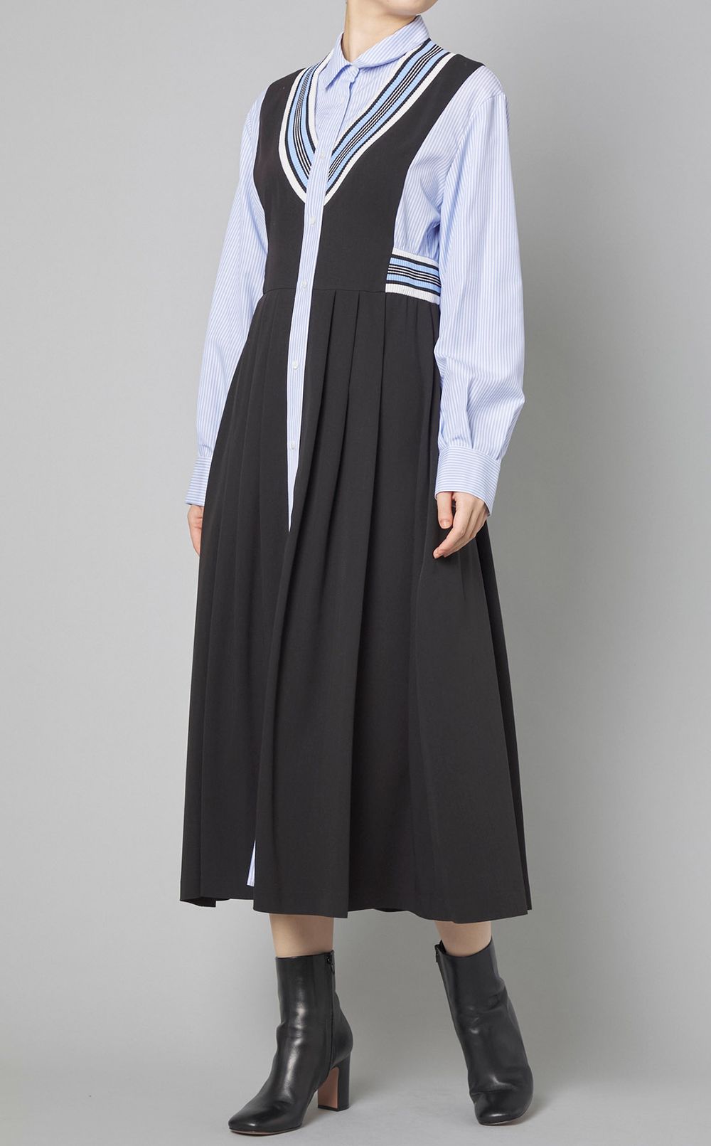 FURFUR｜リブコンビシャツワンピース