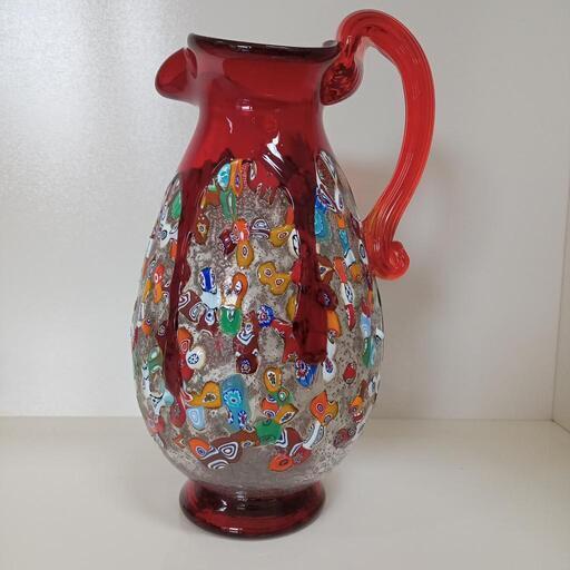 Murano ムラノ 金彩 蓋付き 水色 レース 水差し ピッチャー Murano