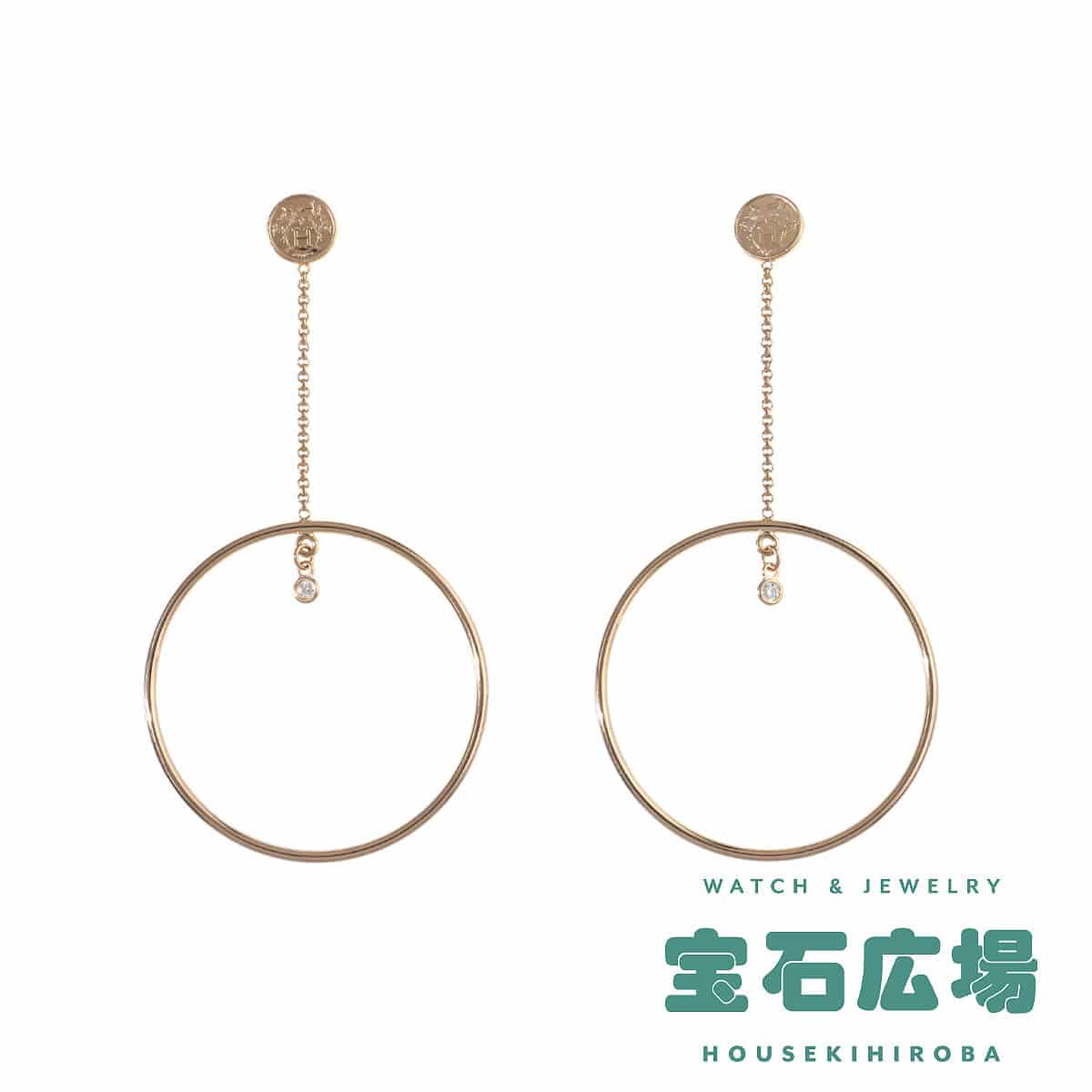 H120543B 00 エクスリブリス フープ 1Pダイヤ ドロップピアス 中古