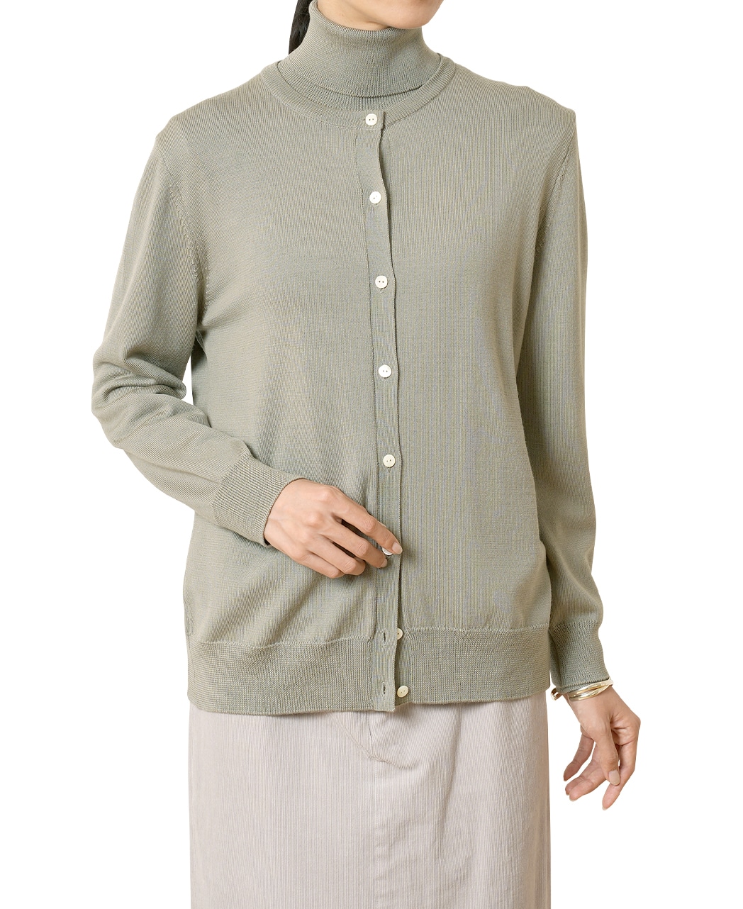 タートルネックセーター(36サイズ グリーン系): レディース