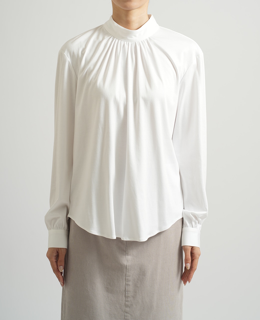 スタンドギャザーブラウス(36サイズ 白): レディース｜メーカーズ