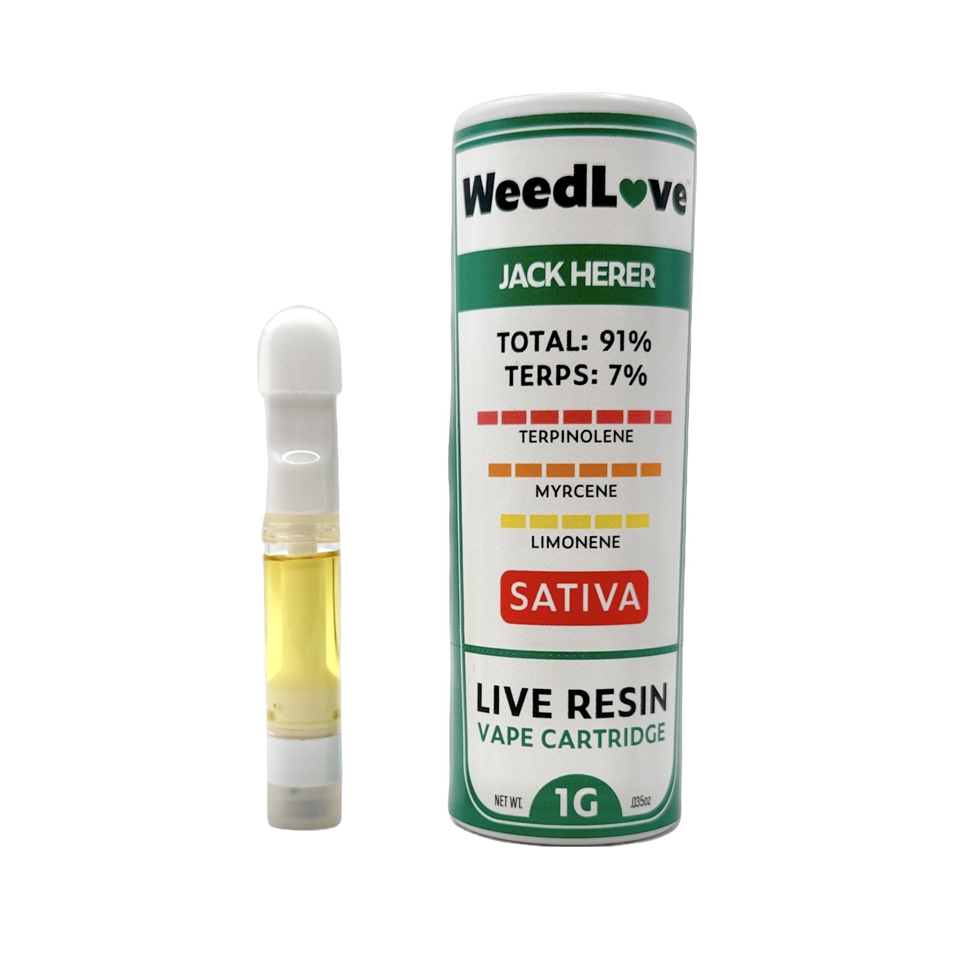 WEEDLOVE - JACK HERER LIVE RESIN CARTRIDGE 1G
