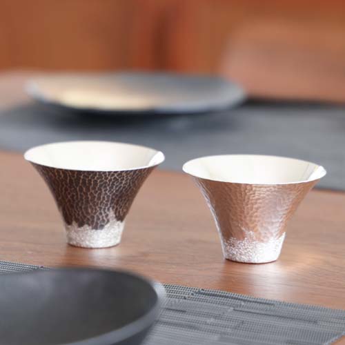 東京銀器森銀器製作所純銀酒杯富士山傳統工藝品金屬杯子| MUKU工房