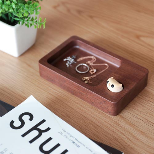 旭川クラフト 工房かわせみ 小物トレー ミニモモンガ付き 国産クラフト