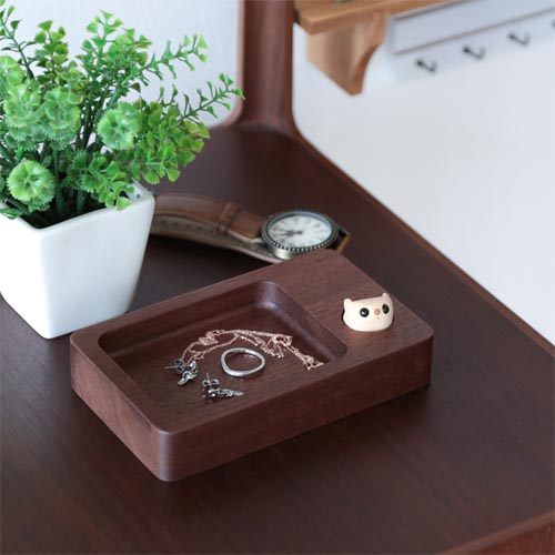 旭川クラフト 工房かわせみ 小物トレー ミニモモンガ付き 国産クラフト