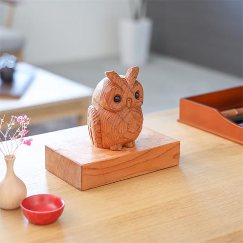 一位一刀彫 鈴木彫刻 みみずく 伝統工芸品 木製 オブジェ | MUKU工房