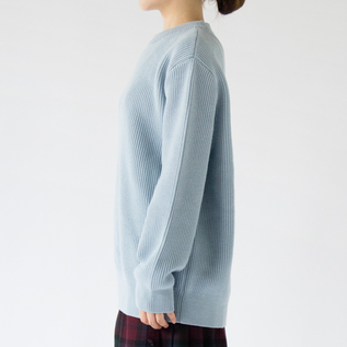 エクストラファインウール リブニット SAX／YONETOMI NEW BASIC（ヨネ