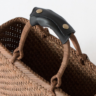 山ぶどうかごバッグ 六枚織花結び編み レザーハンドル付き／宮本工芸