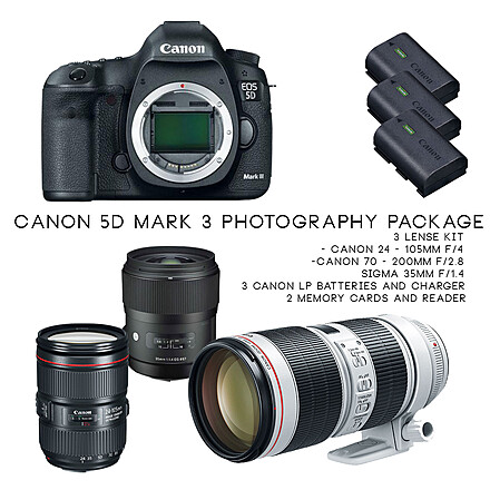 Rent a Canon EOS 5D Mark III Photography package - 3 Lens Kit