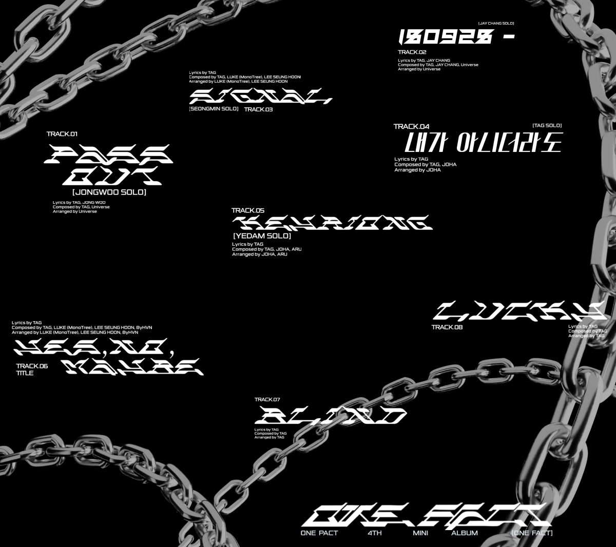 ONE PACT 4th Mini Album 'ONE FACT' TRACK LIST公開！｜ ONE PACT