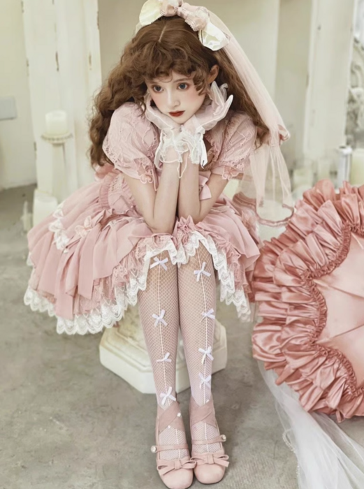 ロリータファッション 【甘ロリータ】ガーリードーリーピンクロリータ