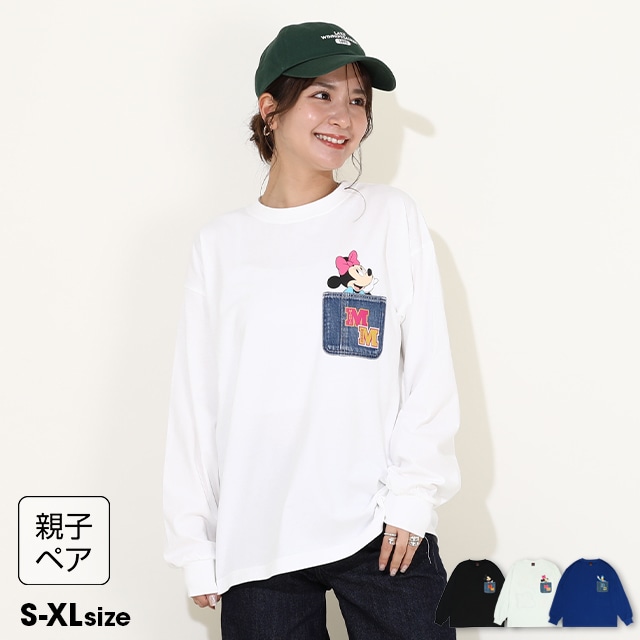 2/2～50%OFF SALE 親子お揃い ディズニー デニムポケットロンT 9688A(S