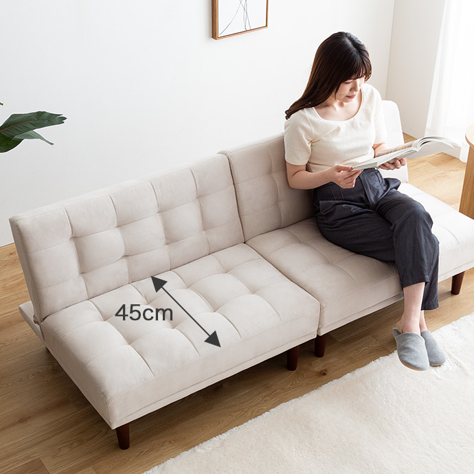 g118036]【2点セット】Lillian ベロアソファ ソファーベッド | 家具