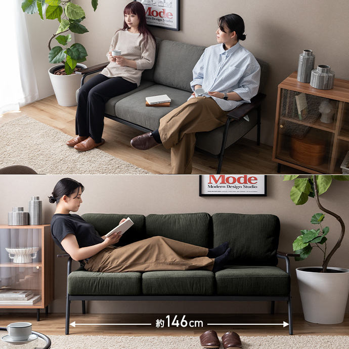 g131002]【幅165cm】Basquiat 3人掛けコーデュロイソファ 3人掛け